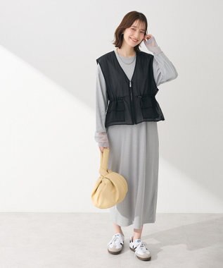 Green Parks ＳＥＴ２点シアーナイロンベスト＋リブワンピース Gray