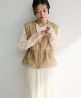 Green Parks ＳＥＴ２点シアーナイロンベスト＋リブワンピース Ivory