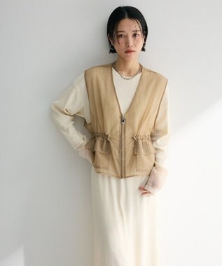 Green Parks ＳＥＴ２点シアーナイロンベスト＋リブワンピース Ivory