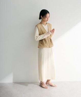 Green Parks ＳＥＴ２点シアーナイロンベスト＋リブワンピース Ivory