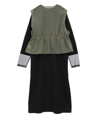 Green Parks ＳＥＴ２点シアーナイロンベスト＋リブワンピース Black