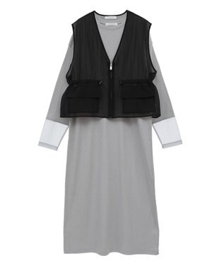 Green Parks ＳＥＴ２点シアーナイロンベスト＋リブワンピース Gray