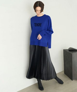 UNFILO 【新色追加】スウェットライク ロゴニット [NEW]ブルー×ブラックロゴ