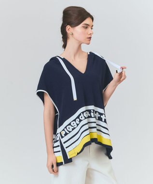 GRACE CONTINENTAL パイルポンチョフーディ ネイビー