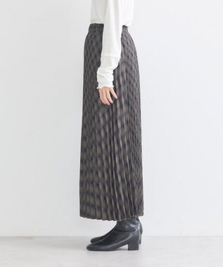 earth music&ecology すきな丈Ｔ／Ｒプリーツスカート Check Brown