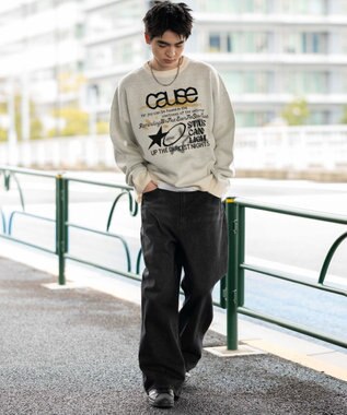 WEGO スプレーグラフィックニットプルオーバー オフホワイト