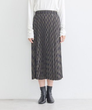 earth music&ecology すきな丈Ｔ／Ｒプリーツスカート Check Brown