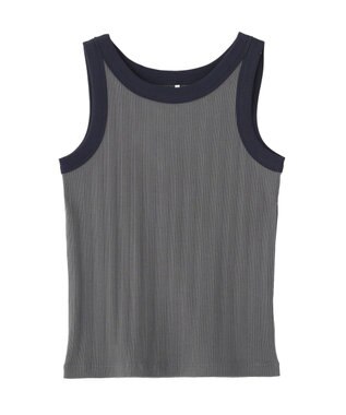 AMERICAN HOLIC ランダムリブ配色タンクトップ Charcoal Gray