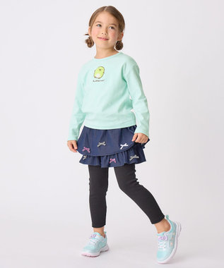 ANY KIDS 【すみっコぐらし】サガラ刺繍 長袖 Tシャツ エメラルドグリーン×ぺんぎん？