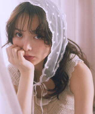 earth music&ecology ドットレースバブーシュカ Ivory