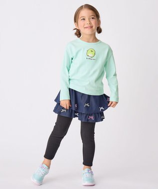 ANY KIDS 【すみっコぐらし】サガラ刺繍 長袖 Tシャツ エメラルドグリーン×ぺんぎん？