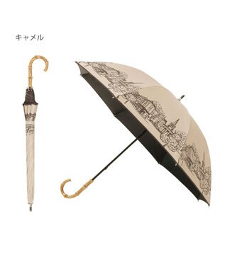 MOONBAT 【遮光100%】SOLFEGE MODE  晴雨兼用 長傘 日傘 街並プリント キャメル