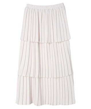 earth music&ecology ミックスプリーツティアードスカート Ivory