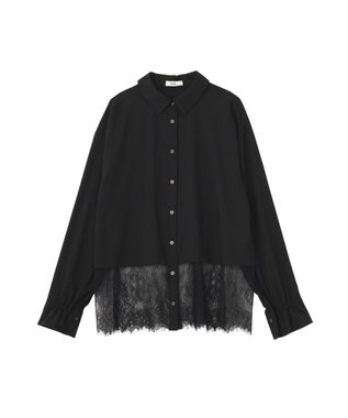 earth music&ecology 【予約】適ON レースヘムシャツ Black