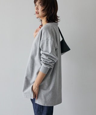 AMERICAN HOLIC Vネックサイドスリットロングスウェットプルオーバー/チュニック Light Gray Mixture