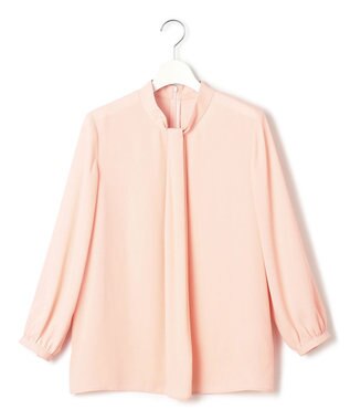 23区 L 【洗える】バックサテンアムンゼン ボウタイ付き ブラウス ピンク系