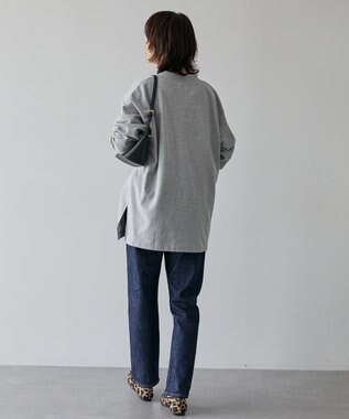 AMERICAN HOLIC Vネックサイドスリットロングスウェットプルオーバー/チュニック Light Gray Mixture