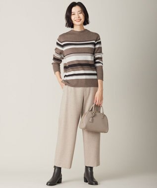 J.PRESS LADIES クラシカル ヘリンボーン セミワイド パンツ ベージュ系