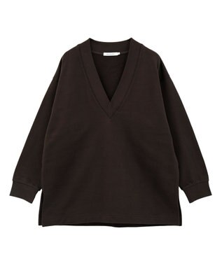 AMERICAN HOLIC Vネックサイドスリットロングスウェットプルオーバー/チュニック Brown