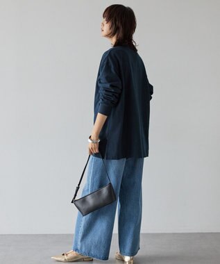 AMERICAN HOLIC Vネックサイドスリットロングスウェットプルオーバー/チュニック Navy