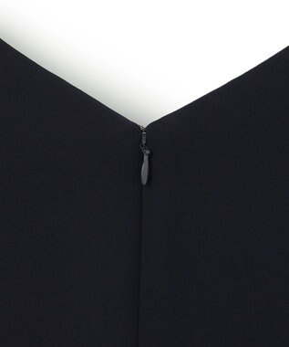 ICB L 【洗える】ライトダブルクロス Vネックワンピース ネイビー系