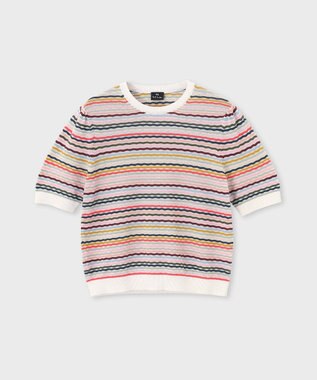 Paul Smith ウェーブストライプ 半袖ニット マルチカラー