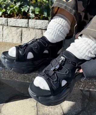 WEGO 【SMLXLサイズ展開】クリアライトソールレースアップサンダル