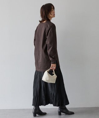 AMERICAN HOLIC Vネックサイドスリットロングスウェットプルオーバー/チュニック Brown