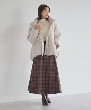 earth music&ecology バックレースアップスカート Check Brown