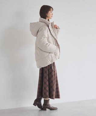 earth music&ecology バックレースアップスカート Check Brown