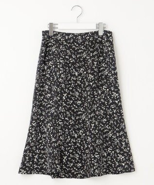 J.PRESS LADIES S 【洗える】ピーチサテン フラワープリント スカート ネイビー系5