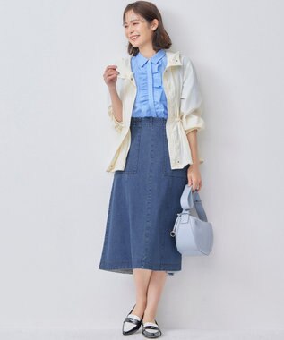 組曲 【WEB限定】ナチュラルローン フリルブラウス ブルー系