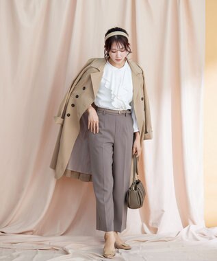 Tiaclasse L 【洗える】リボンベルト付きトレンチコート ベージュ