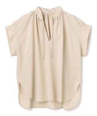 BEIGE， 【洗える/接触冷感/速乾/UVケア対応】BATEAU / Vネックバックギャザーハーフスリーブブラウス Beige