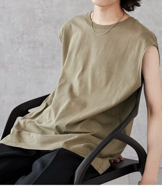 WEGO 【5色3サイズ展開/ユニセックス着用ITEM/洗える/綿100%】スリーブレスコットンT カーキ