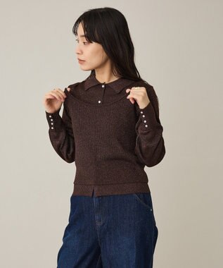 CRAFT STANDARD BOUTIQUE ポロ衿アンサンブルニット Brown