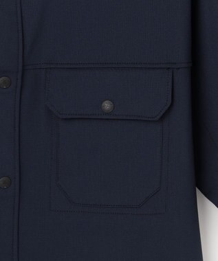JOSEPH ABBOUD MOUNTAIN 【UVカット/接触冷感】SOLAMENT トリコットメッシュ 半袖 シャツ ネイビー系