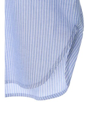Green Parks 綿麻混フレンチスリーブスキッパーシャツ Stripe Blue