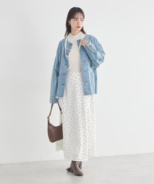 earth music&ecology 【綿100％】デニムノーカラーカバーオール Light Indigo