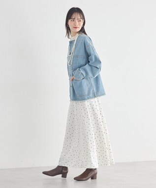 earth music&ecology 【綿100％】デニムノーカラーカバーオール Light Indigo