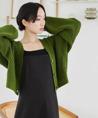 WEGO Vネックカラーカーディガン グリーン