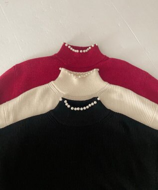 Feroux パール襟 ニット ブラック系