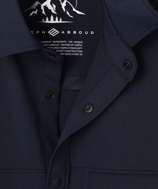 JOSEPH ABBOUD MOUNTAIN 【UVカット/接触冷感】SOLAMENT トリコットメッシュ 半袖 シャツ ネイビー系