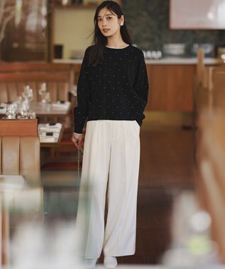 23区 L 【WEB＆一部店舗限定カラーあり/滝沢眞規子さん着用】クリスタルホットフィット ニット ブラック系