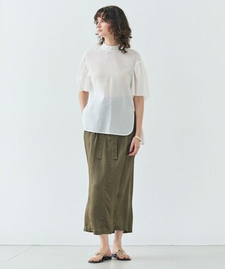 BEIGE， 【洗える】PAWPAW / ウエストリボンタックスカート Khaki