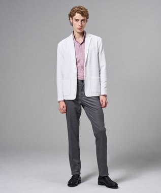 JOSEPH HOMME 新柄【オリジナル素材】ラティスジャガードストレッチ　ウィングカラーシャツ ピンク系