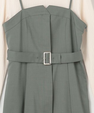 ANY SIS L 【2SET】ビスチェワンピース×シアーラッセルプルオーバーセット カーキ系