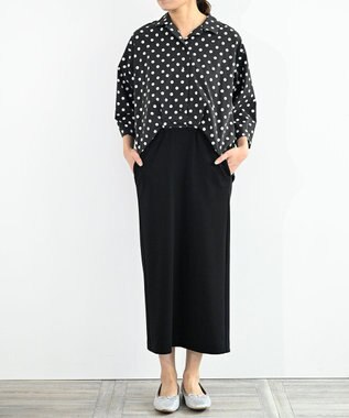 FORFORMO 【洗える/UVカット】Layered Shirt One-piece レイヤードシャツワンピース プリントブラック