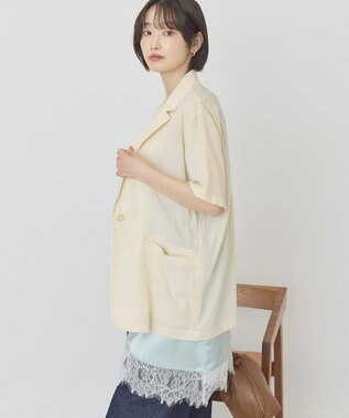 AMERICAN HOLIC 【接触冷感】シアーテーラード半袖ジャケット Ivory