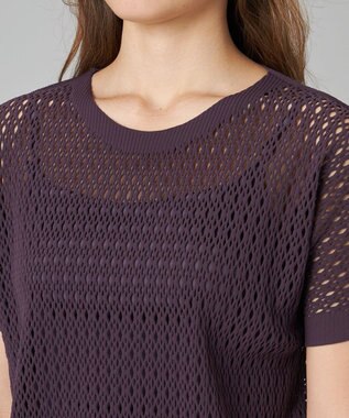 Chacott Chacott BALANCE【ノーソイングニット】メッシュニット半袖プルオーバー ブラックベリー